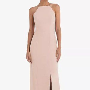 Open-Back High-Neck Halter Trumpet Gown...TH047....Cameo....Size 8...NWT